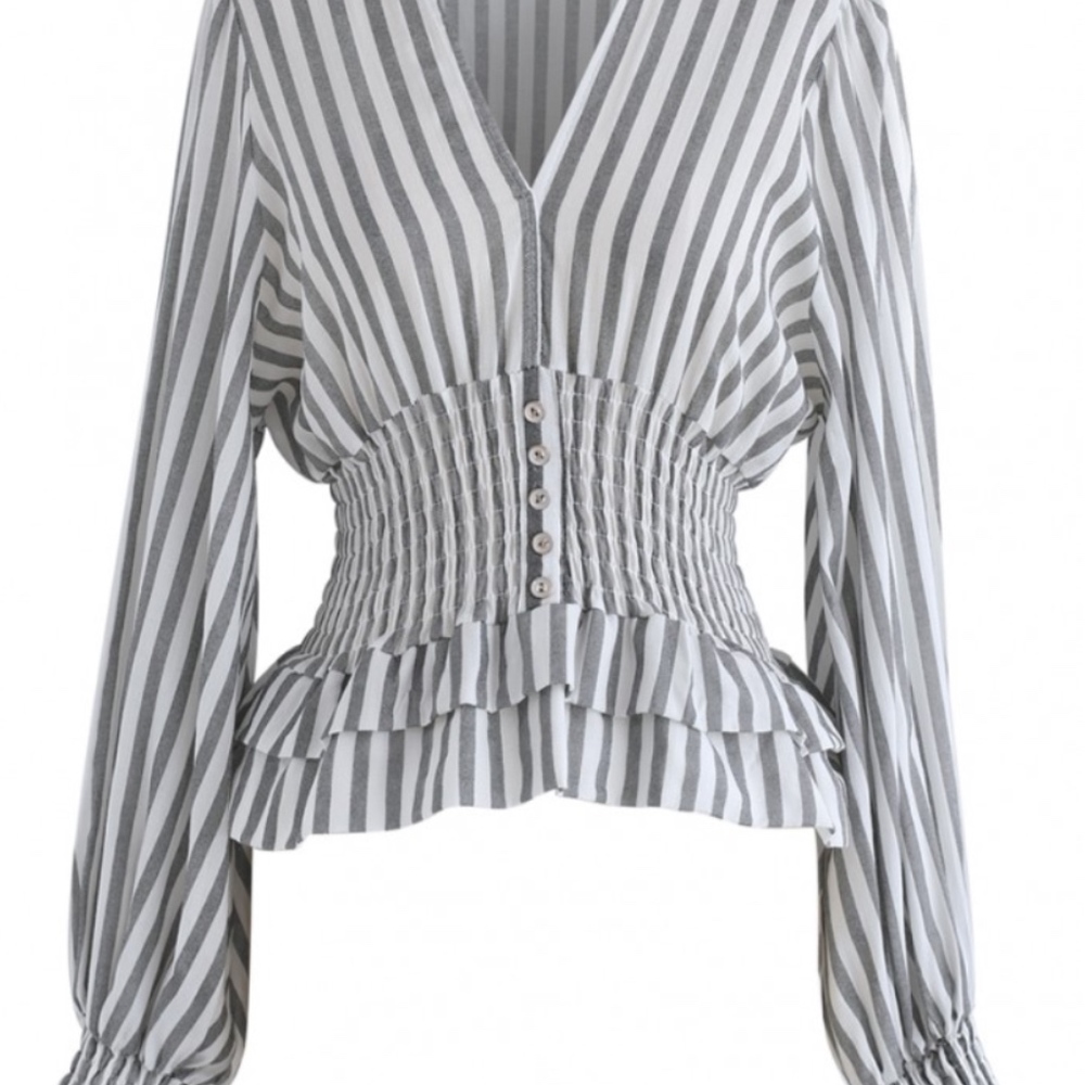 Chicwish Vintage Stripped Ruffle Top